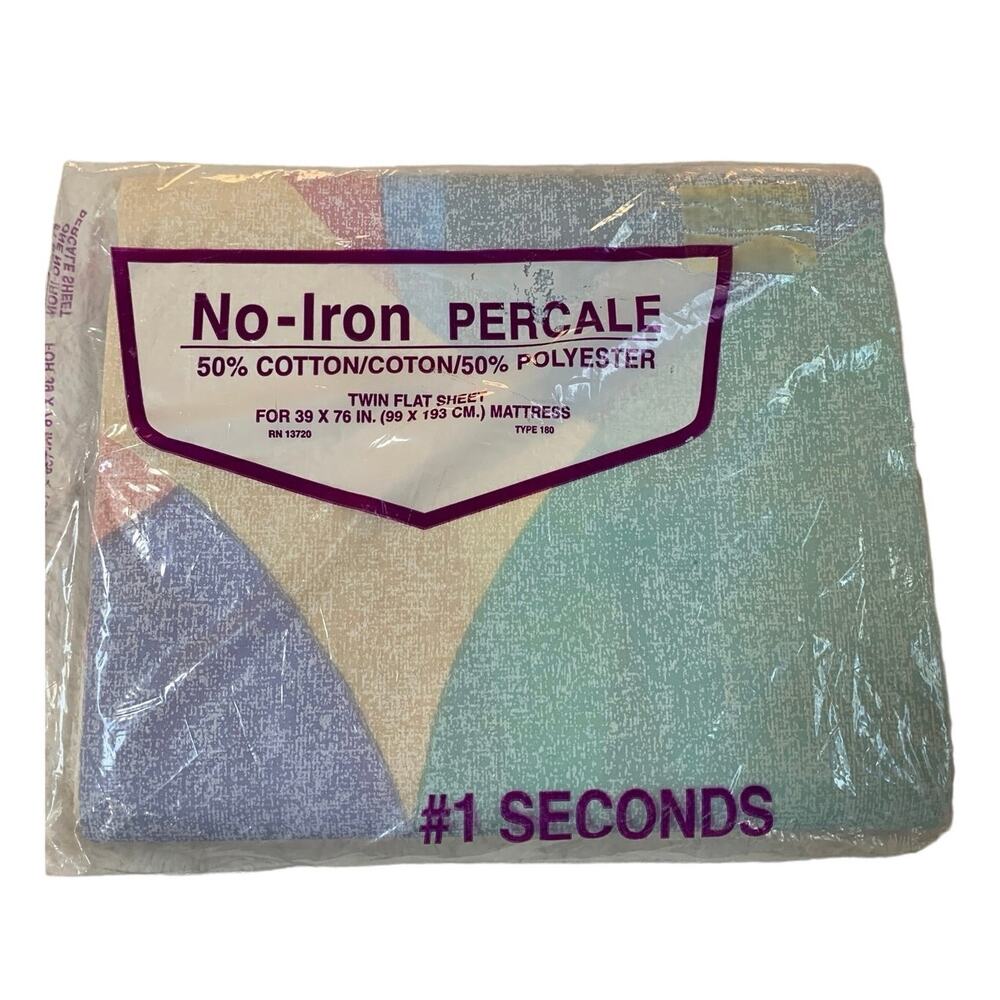 Vintage Springmaid No-Iron Percale Multi Colored Twin Flat Sheet ~ NIP